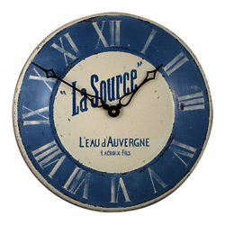 Lascelles La Source Enamel Wall Clock, Blue, Dia.36cm